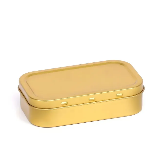 Hedenhus blikæske guld 100 ml flad med låg
