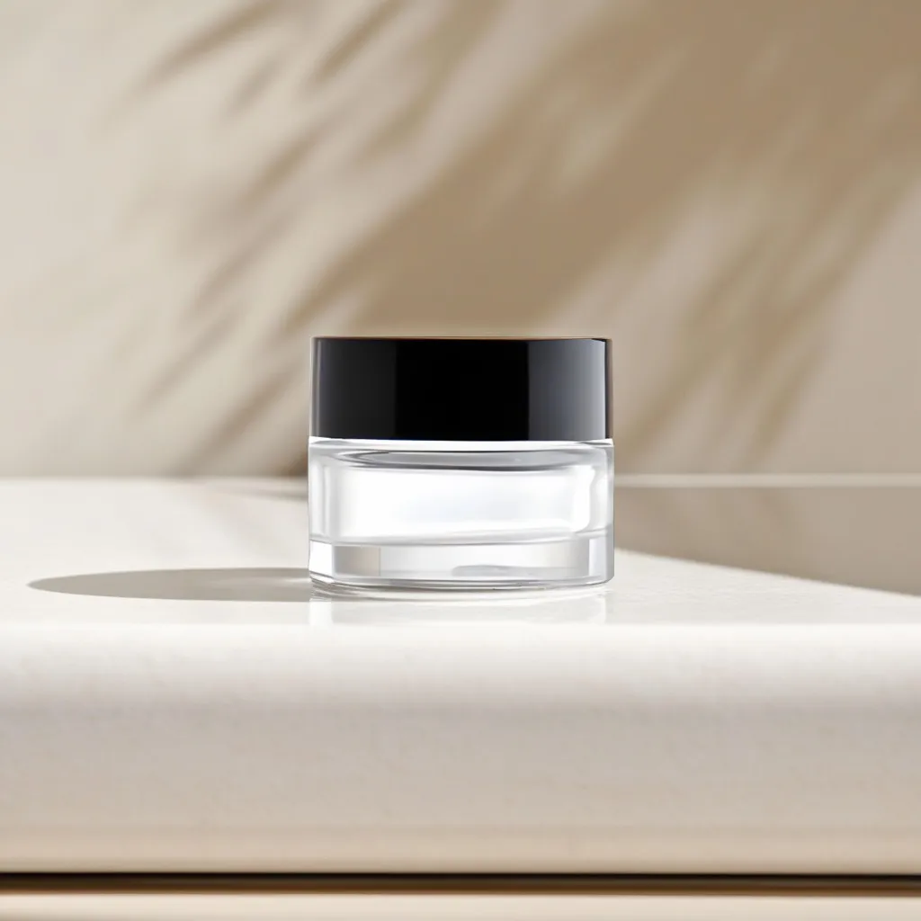 Hedenhus 15 ml klar glas cremebøtte sort låg