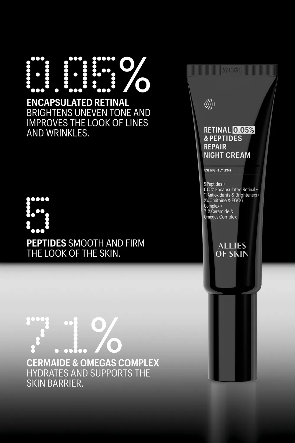 Allies of Skin Retinal 0.05% & Peptides Repair natcreme udglattende