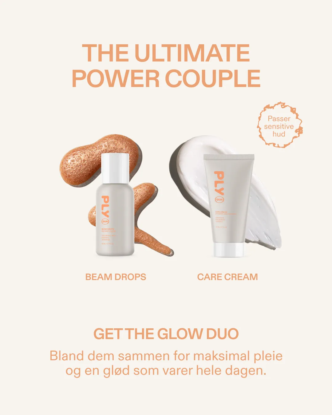 PLY SKIN The Glow Duo ansigtssæt creme og drops til glød