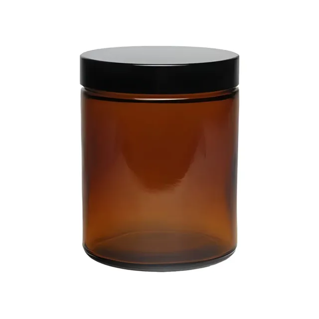 Hedenhus Glasbøtte 180 ml Brun Glasbøtte med sort låg