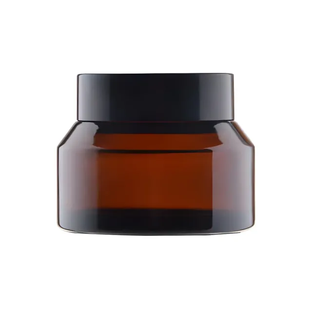 Hedenhus.dk brun glas cremebøtte 50 ml sort låg