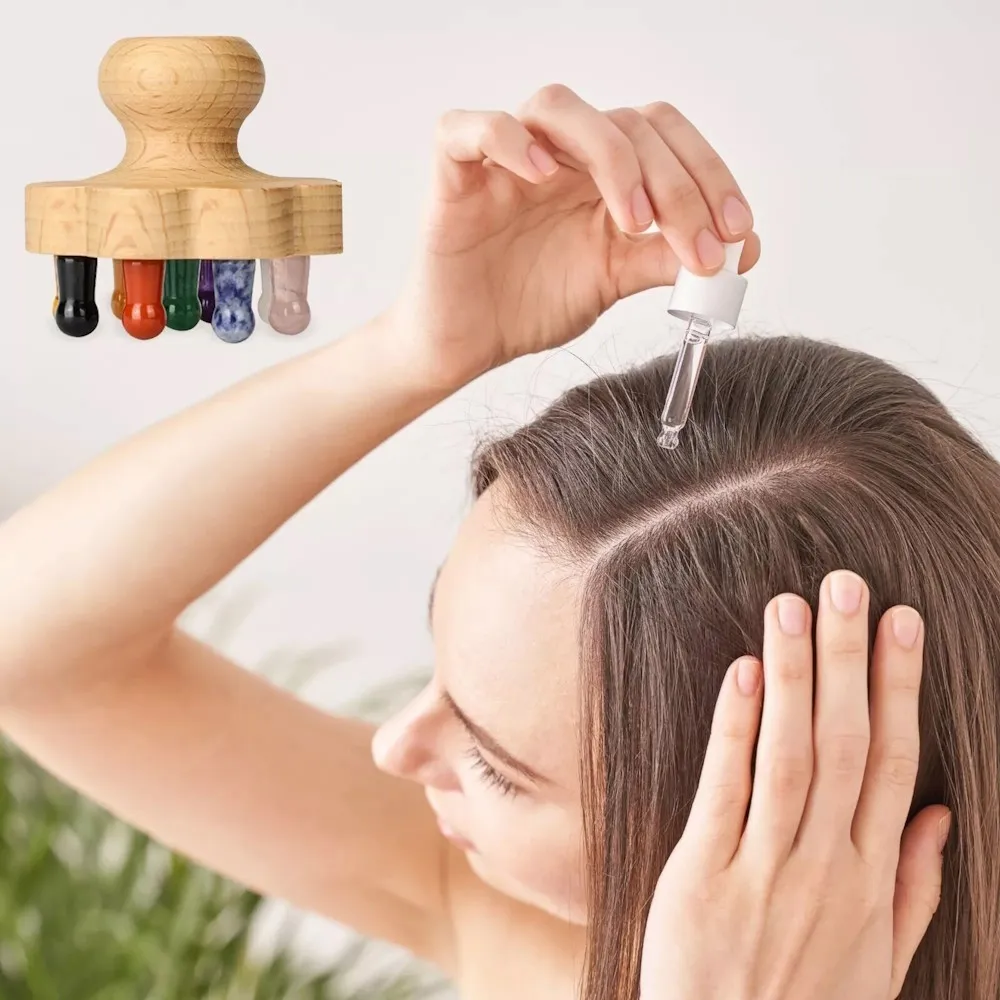 Hedenhus hovedbundsmassagebørste bøgetræ 9 sten