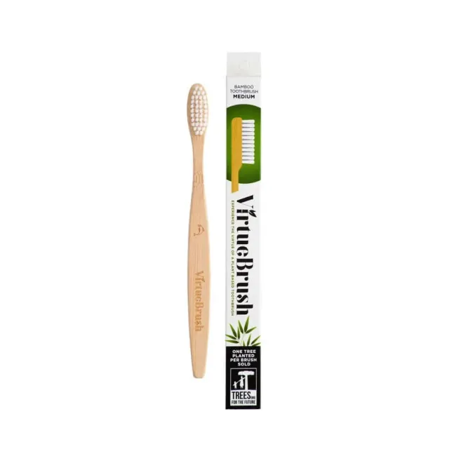 VirtueBrush Bambus tandbørste voksne medium – hvid