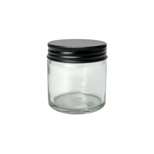Hedenhus klar glaskrukke 60 ml med sort låg