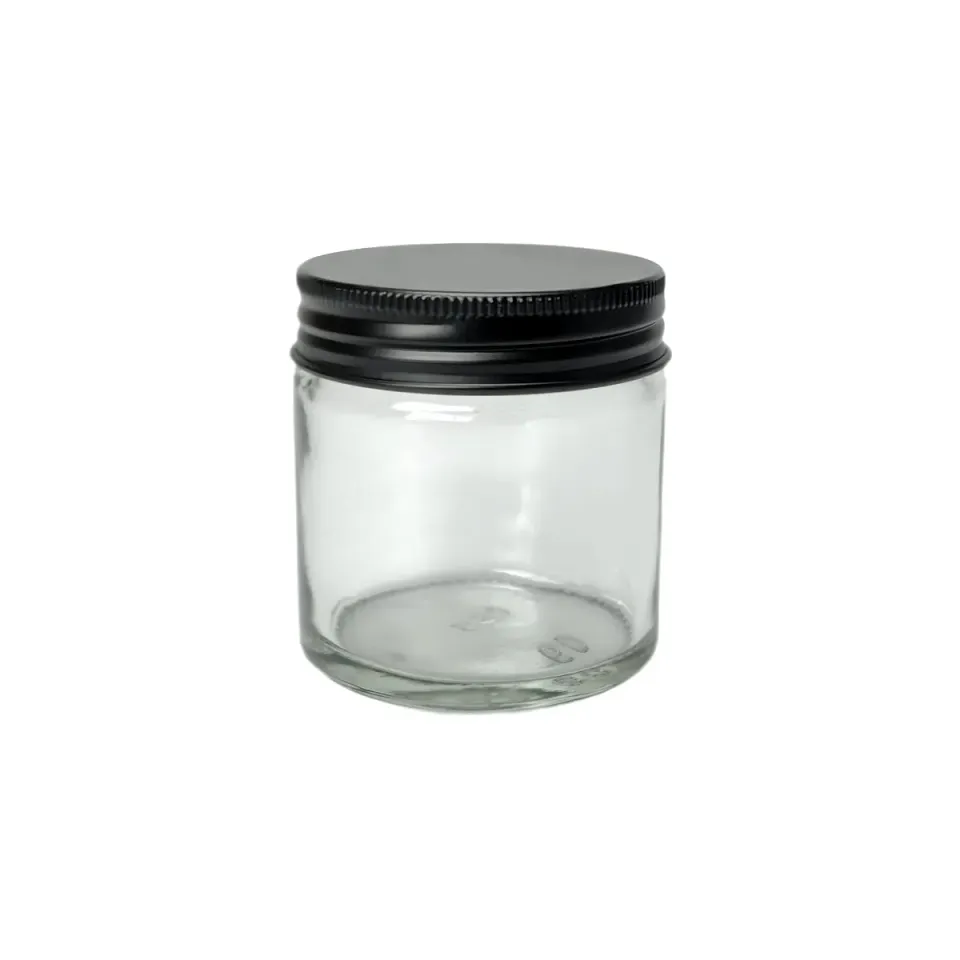 Hedenhus klar glaskrukke 60 ml med sort låg