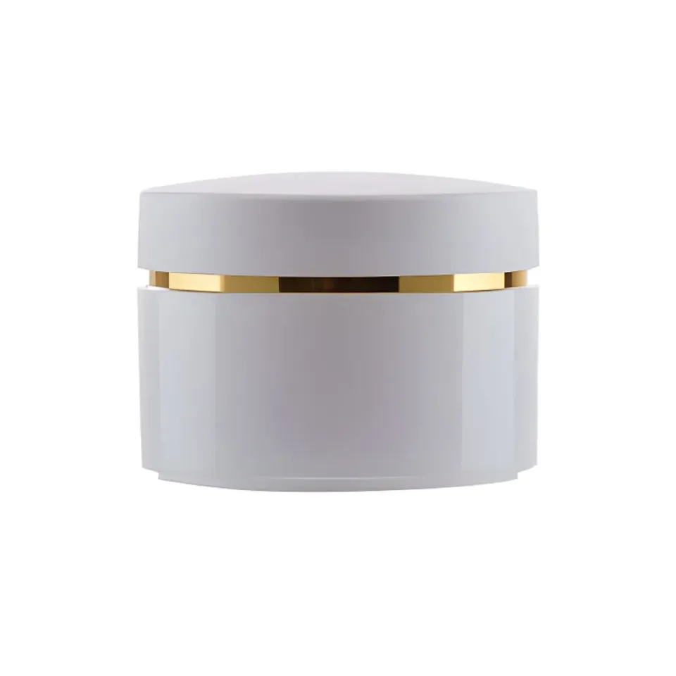 Hedenhus hvid cremebøtte 50 ml guldring PP-plast