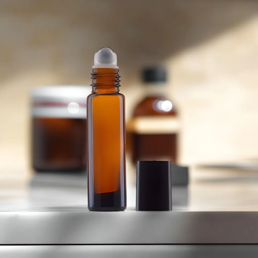 Hedenhus.dk 10 ml brun glasflaske med rullehoved