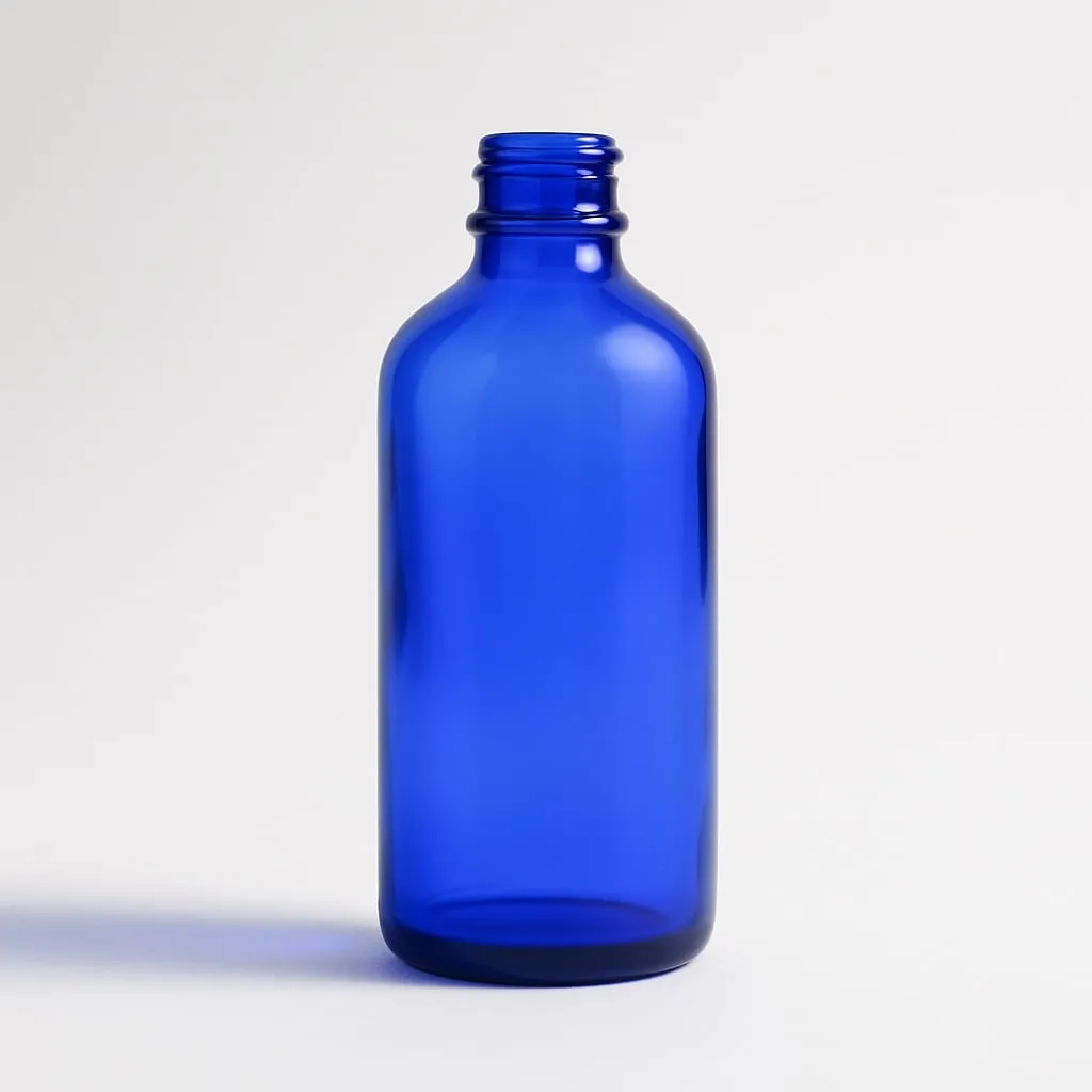 Hedenhus.dk koboltblå glasflaske DIN18 100 ml lysbeskyttende