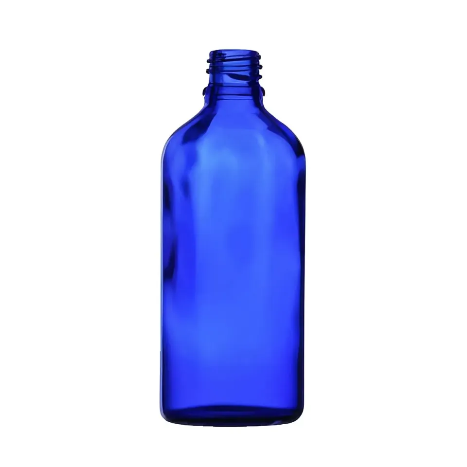 Hedenhus.dk koboltblå glasflaske DIN18 100 ml lysbeskyttende