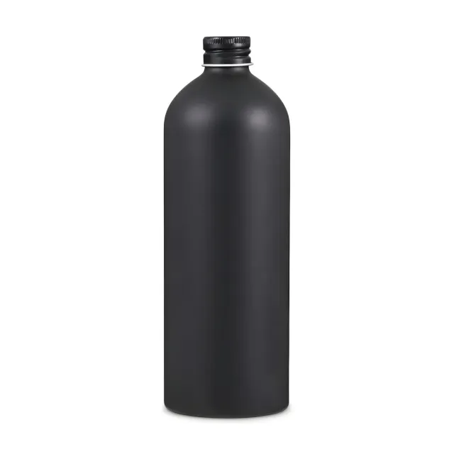 Hedenhus 500 ml mat sort aluminiumflaske med låg