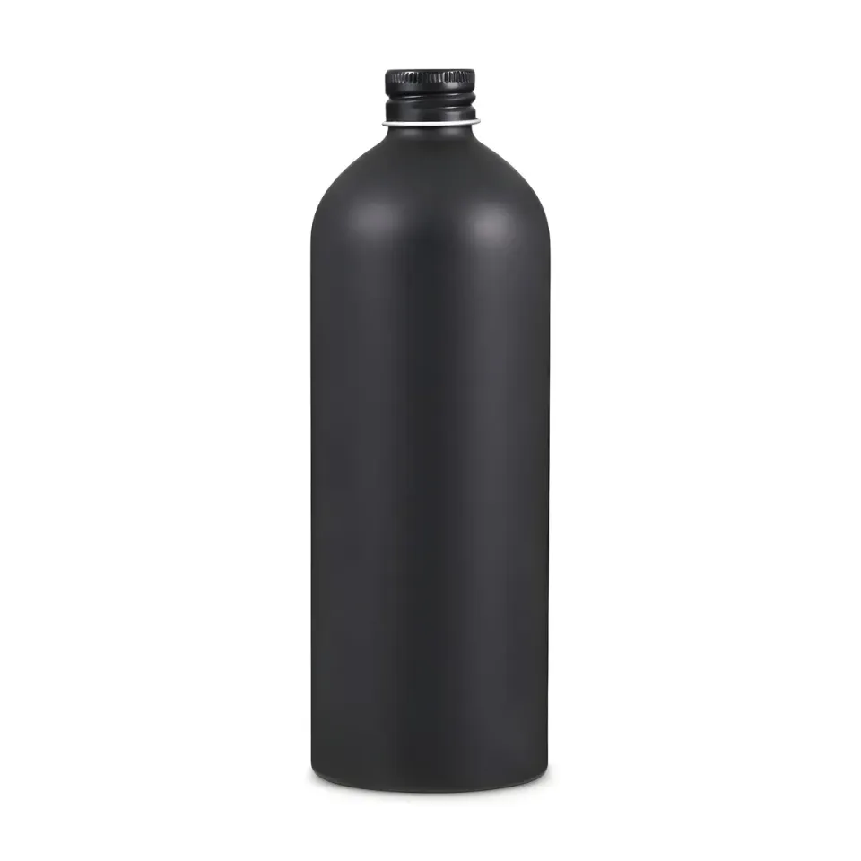 Hedenhus 500 ml mat sort aluminiumflaske med låg