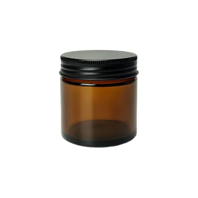 Hedenhus 60 ml brun glaskrukke sort alu-låg