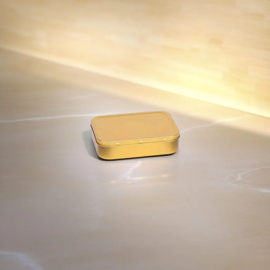 Hedenhus blikæske guld 200 ml med låg lakbelagt
