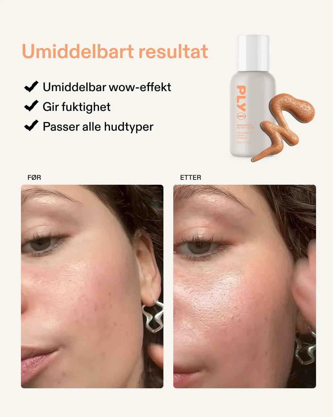 PLY Skin Beam Drops glød serum fugtgivende