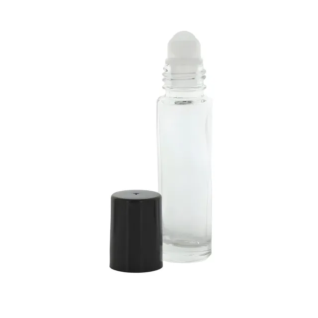 Hedenhus glasflaske roll-on 10 ml klar med sort låg