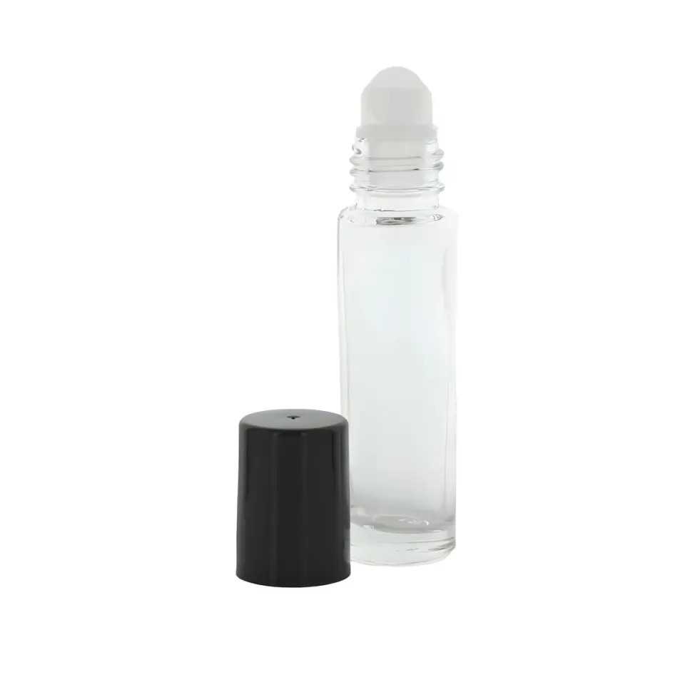 Hedenhus glasflaske roll-on 10 ml klar med sort låg