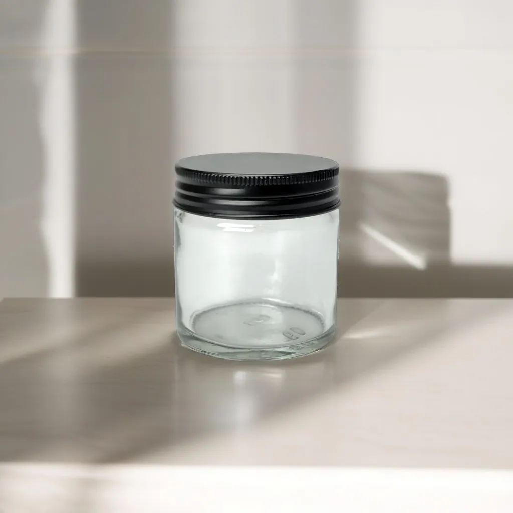 Hedenhus klar glaskrukke 60 ml med sort låg