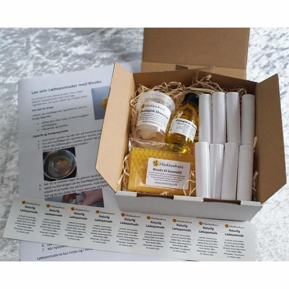 Hedenhus DIY læbepomade boks 8 stk naturlig