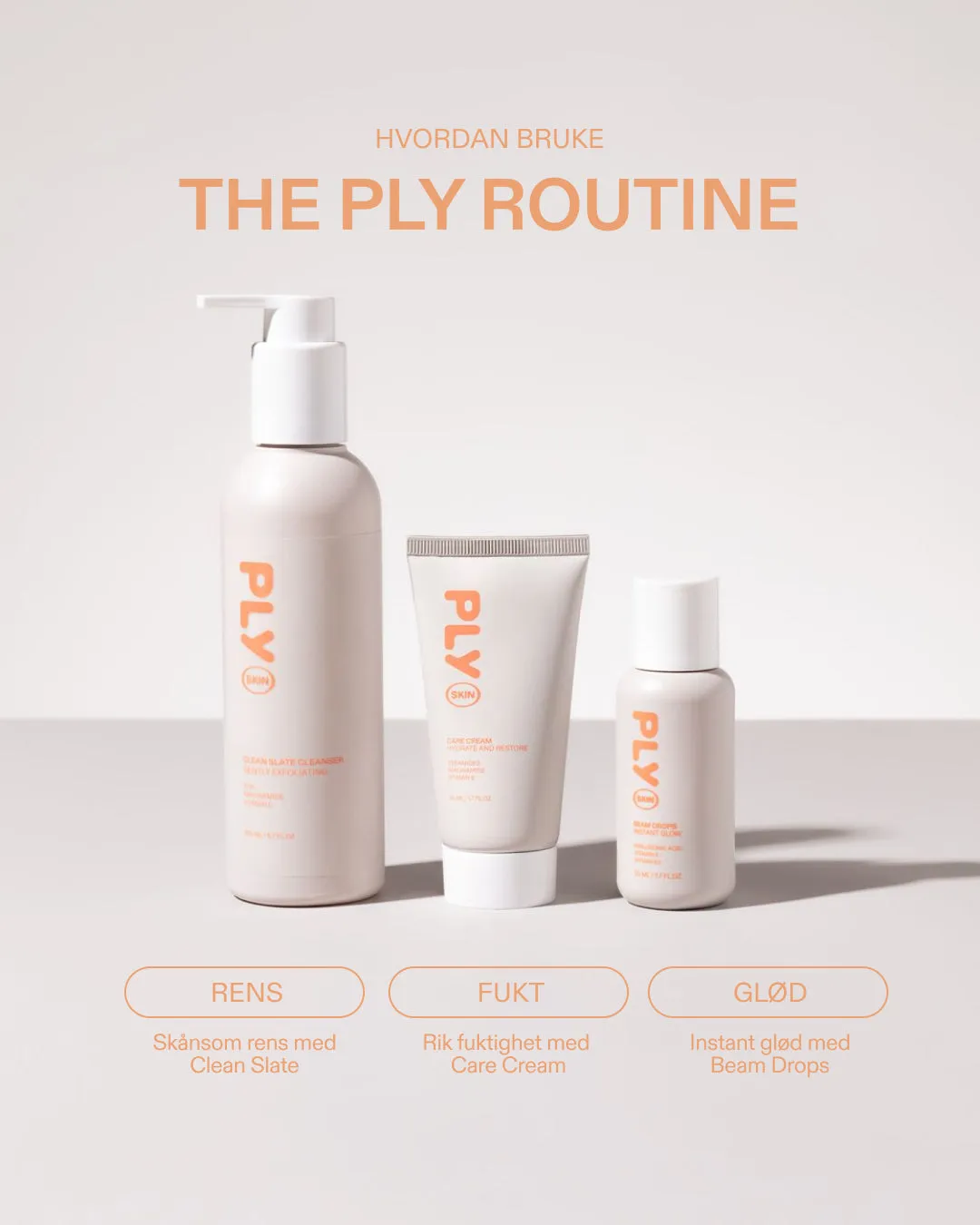 PLY SKIN The Ply Routine hudplejesæt rens creme serum