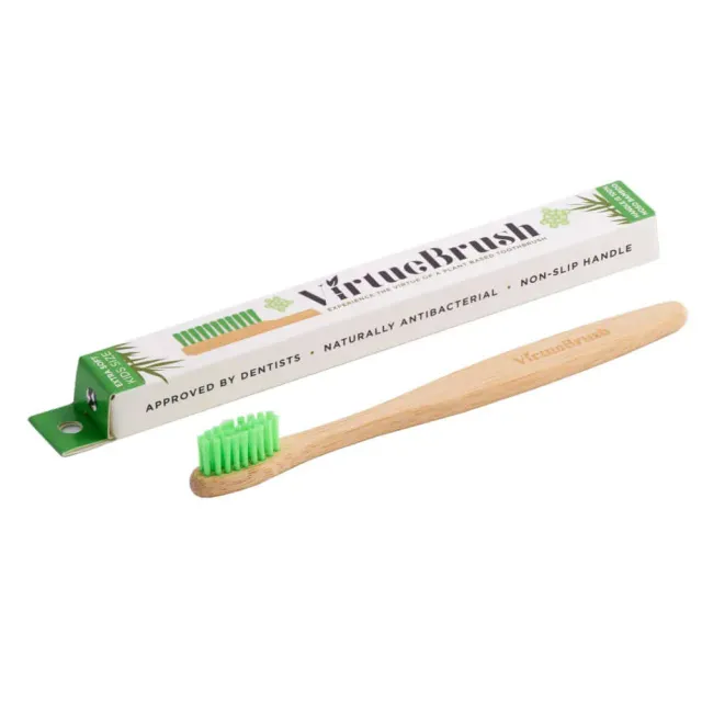 VirtueBrush tandbørste bambus børn ekstra blød grøn
