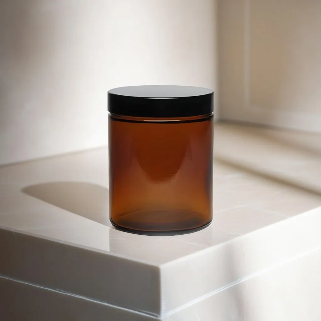 Hedenhus Glasbøtte 180 ml Brun Glasbøtte med sort låg