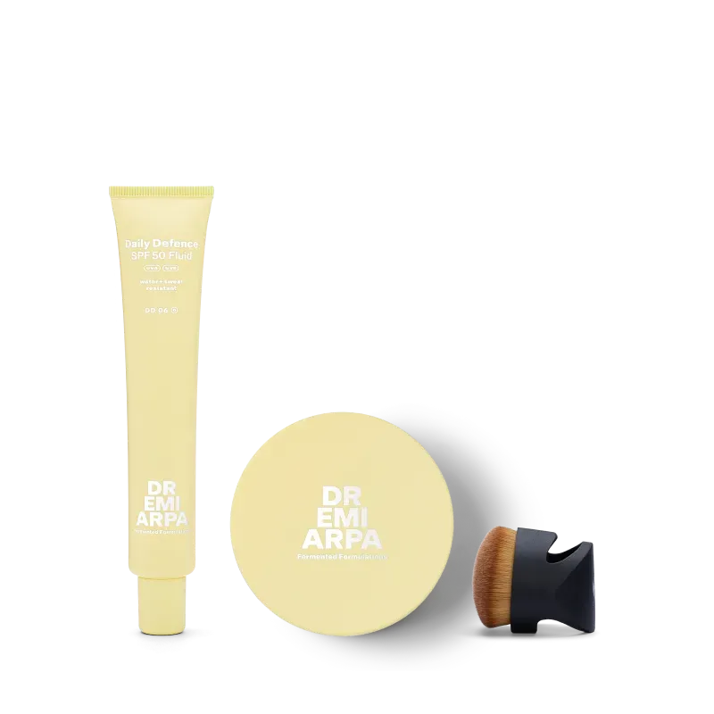Dr. Emi Arpa Defence Duo SPF 50 Light Medium + Quick Fix Brush solcreme