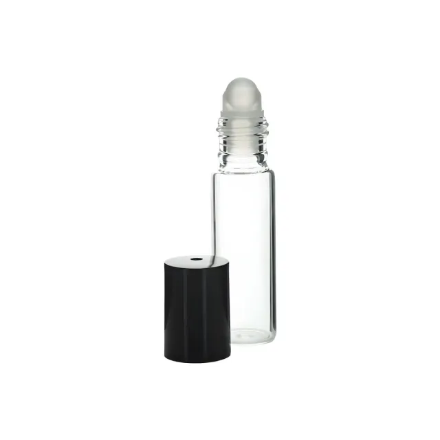 Hedenhus Glasflaske rullehoved klar 5 ml sort låg